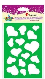 Opakowanie Szablon plastikowy serca 148x105mm zielono-fiolet