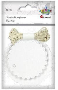 Opakowanie Zawieszki papierowe okrągłe z falbanką białe 20szt