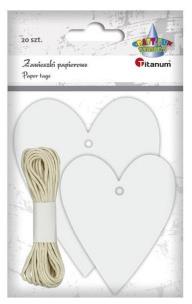 Opakowanie Zawieszki papierowe serca białe mix 20 szt
