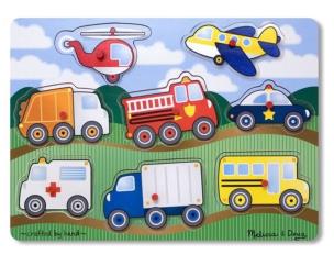 Opakowanie Drewniana układanka z uchwytami Pojazdy