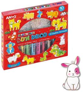 Opakowanie Farby witrażowe 10 kolorów zwierzęta AMOS