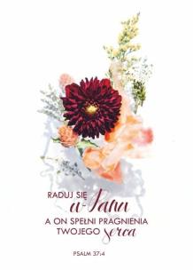Opakowanie Kartka - Raduj się w Panu... - kwiat bordo