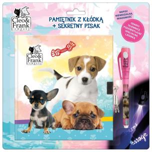 Opakowanie Pamiętnik z kłódką+sekretny pisak Cleo i Frank 27 pies