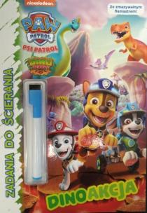 Okładka książki Psi patrol Dinoakcja Zadania do ścierania (ze zmywalnym flamastrem)