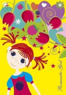 Opakowanie Zeszyt w kratkę. Romantic girl. Jeżynka żółta