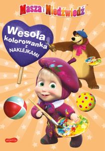 Masza i Niedźwiedź. Wesoła kolorowanka z naklejkami. Autor: Opracowanie zbiorowe. Multiszop.pl Okładka książki Masza i Niedźwiedź. Wesoła kolorowanka z naklejkami