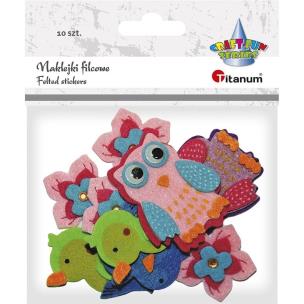 Opakowanie Naklejki filcowe 3D sowy, ptaszki, kwiaty 10szt