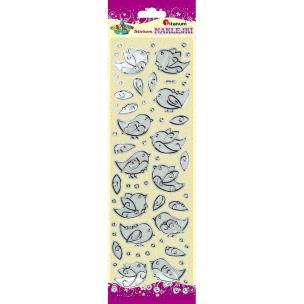 Opakowanie Naklejki foliowe ptaszki przezroczysto-srebrne