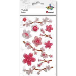 Opakowanie Naklejki foliowo-papier. 3D kwiaty wiśni mix 12szt