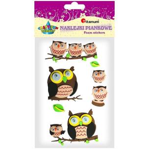 Opakowanie Naklejki piankowe 3D sowy ruchome oczy mix 8szt