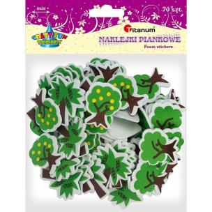 Opakowanie Naklejki piankowe drzewa mix 70szt
