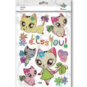 Opakowanie Naklejki wypukłe miękkie kotki mix 9szt