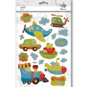 Opakowanie Naklejki wypukłe miękkie pojazdy mix 18szt