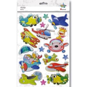 Opakowanie Naklejki wypukłe miękkie samoloty mix 16szt