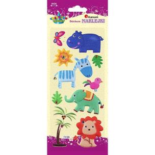 Opakowanie Naklejki wypukłe miękkie zwierzęta safari 10szt