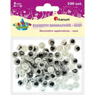 Opakowanie Oczy - guziki bez rzęs 8mm okrągłe 100szt