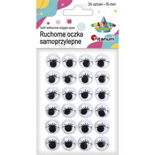 Opakowanie Oczy samoprzylepne z rzęsami 15mm okrągłe 24szt