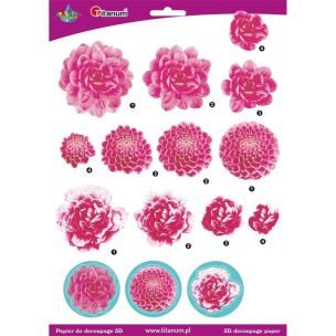 Opakowanie Papier do decoupage 3D kwiaty chryzantemy arkusz