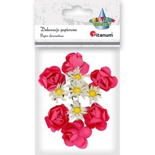 Opakowanie Papierowe róże i rumianki na druciku 25mm 11szt