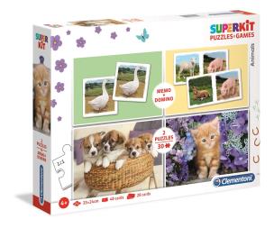 Opakowanie Superkit Puzzle 2x30 + Memo + Domino Animals