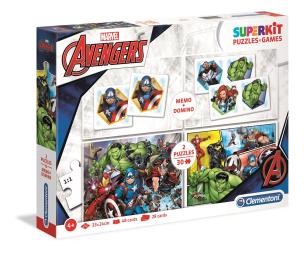 Opakowanie Superkit puzzle 2x30 + memo + domino Avengers