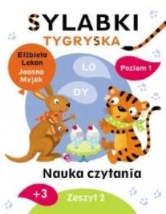 Sylabki Tygryska. Nauka czytania zeszyt 2. Autor: Lekan Elżbieta, Joanna Myjak (ilustr.). Multiszop.pl Okładka książki Sylabki Tygryska. Nauka czytania zeszyt 2