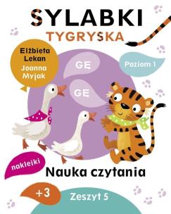 Sylabki Tygryska. Nauka czytania zeszyt 5. Autor: Lekan Elżbieta, Joanna Myjak (ilustr.). Multiszop.pl Okładka książki Sylabki Tygryska. Nauka czytania zeszyt 5