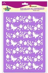 Opakowanie Szablon plastikowy A4 kwiaty, motyle mix fioletowy