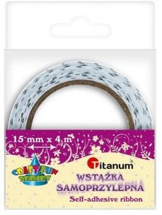 Opakowanie Wstążka samoprzylepna ecru w czarne groszki