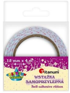 Opakowanie Wstążka samoprzylepna ecru w różowe groszki