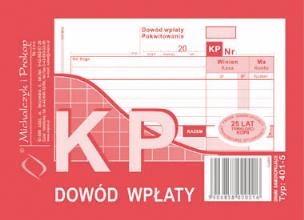 Opakowanie Dowód wpłaty KP 401-5