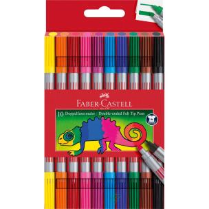 Opakowanie Flamastry dwustronne 10 kolorów FABER CASTELL