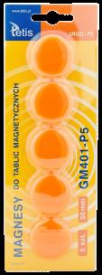 Opakowanie Magnesy do tablic pomarańczowe 30mm/5