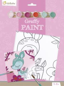 Opakowanie Podobrazie z nadrukiem + farbki + pędzel - Sarenka 20x20 cm