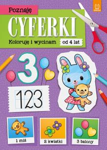 Poznaję cyferki. Koloruję i wycinam. Autor: Olga Kłodnicka. Multiszop.pl Okładka książki Poznaję cyferki. Koloruję i wycinam