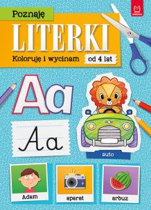 Poznaję literki. Koloruję i wycinam. Autor: Olga Kłodnicka. Multiszop.pl Okładka książki Poznaję literki. Koloruję i wycinam