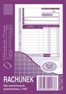 Opakowanie Rachunek dla zwolnionych podmiotowo z VAT 232-5