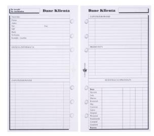 Opakowanie Wkład do organizera ST dane klienta ANTRA