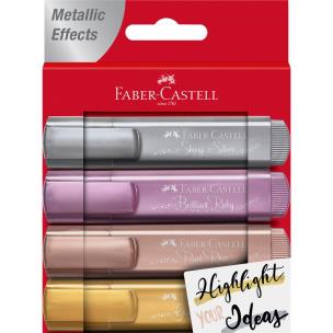 Zakreślacz Faber-Castell 1546 metaliczny 4 kolory. Wydawca: Faber-Castell. Multiszop.pl Opakowanie Zakreślacz Faber-Castell 1546 metaliczny 4 kolory