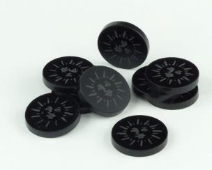 Opakowanie Znaczniki akryl czarne słońce orkągłe 22x3mm 10szt