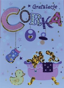 Opakowanie Karnet Przestrzenny B6 Narodziny dziewczynka wózek