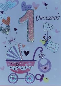 Opakowanie Karnet Przestrzenny B6 Roczek dziewczynka wózek