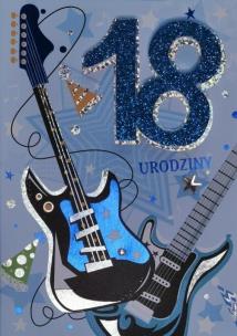 Opakowanie Karnet Przestrzenny B6 Urodziny 18 gitary