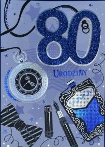 Opakowanie Karnet Przestrzenny Urodziny 80 mężczyzna
