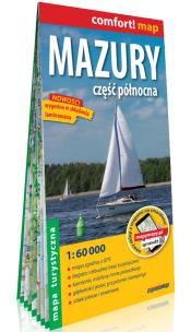 Mazury. Część północna laminowana mapa turystyczna 1:60 000. Autor:   Praca zbiorowa. Multiszop.pl Okładka książki Mazury. Część północna laminowana mapa turystyczna 1:60 000