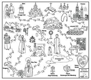 Okładka książki Mega kolorowanka. Śladami św. Jana Pawła II