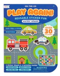 Opakowanie Naklejki wielorazowe mini z grą Play Again Pojazdy