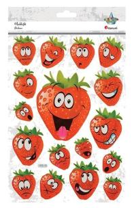 Opakowanie Naklejki wypukłe miękkie truskawki 17szt