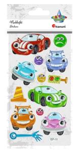 Opakowanie Naklejki wypukłe pojazdy z ruchomymi oczami 13szt