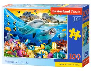 Puzzle 100 Delfiny w tropikach B-111169. Wydawca: CASTOR. Multiszop.pl Opakowanie Puzzle 100 Delfiny w tropikach B-111169